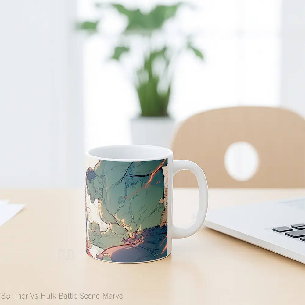 Mug Thor Vs Hulk Battle Scene Marvel Koleksi Mug Film dan Komik - All-side / Desain