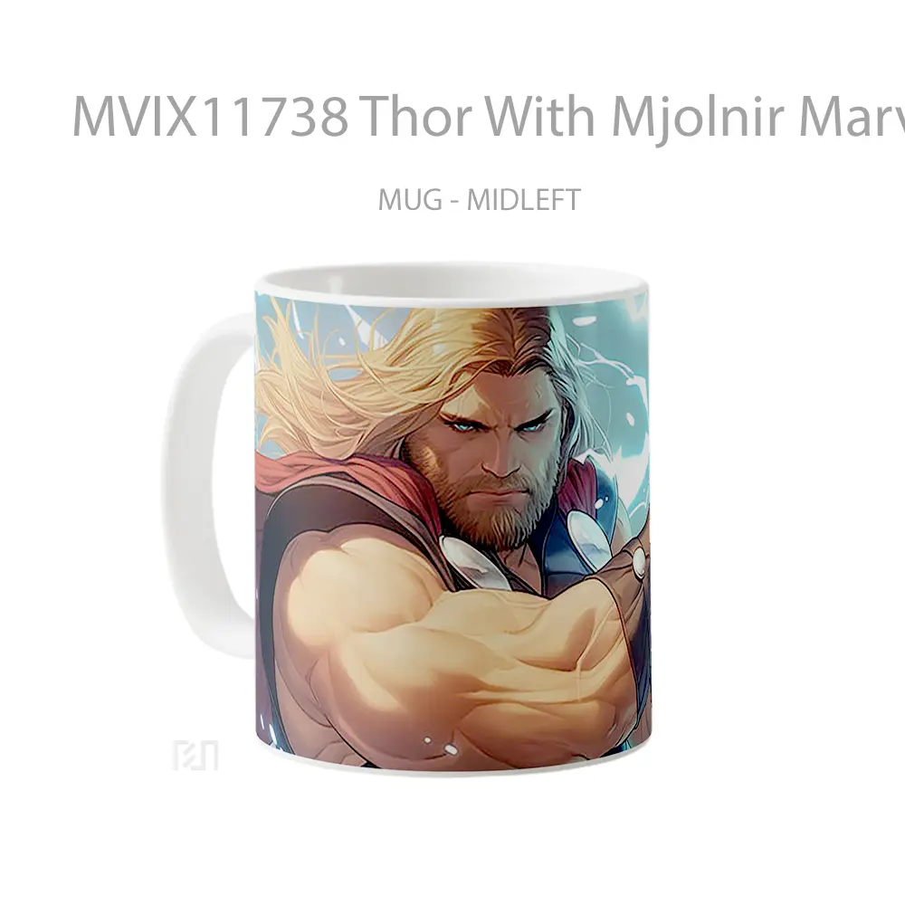 Mug Thor With Mjolnir Marvel Comics Gelas Keramik Koleksi Superhero - All-side / Desain
