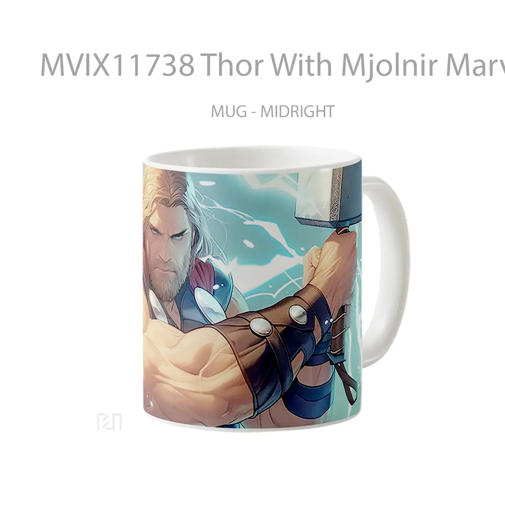 Mug Thor With Mjolnir Marvel Comics Gelas Keramik Koleksi Superhero - All-side / Desain
