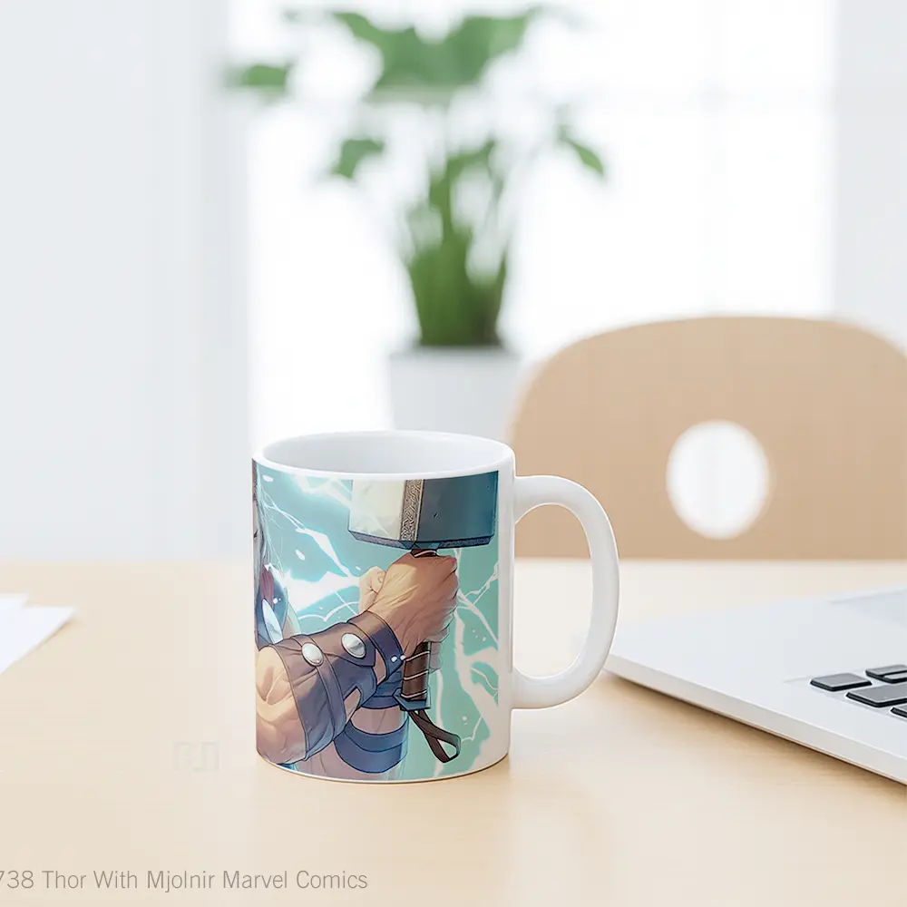 Mug Thor With Mjolnir Marvel Comics Gelas Keramik Koleksi Superhero - All-side / Desain