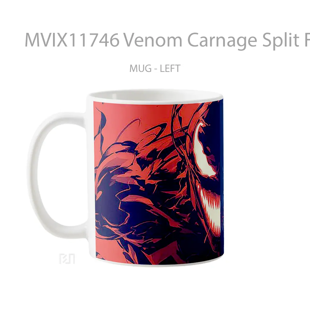 Mug Venom Carnage Split Face Hadiah Lucu dan Menarik - All-side / Desain