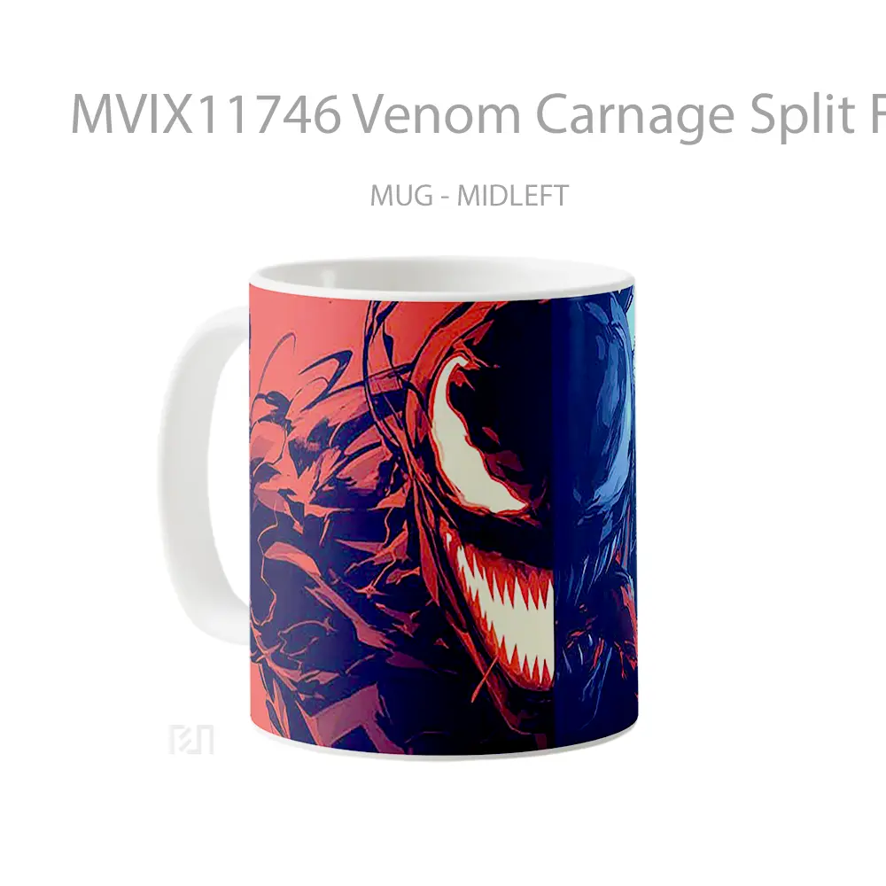 Mug Venom Carnage Split Face Hadiah Lucu dan Menarik - All-side / Desain