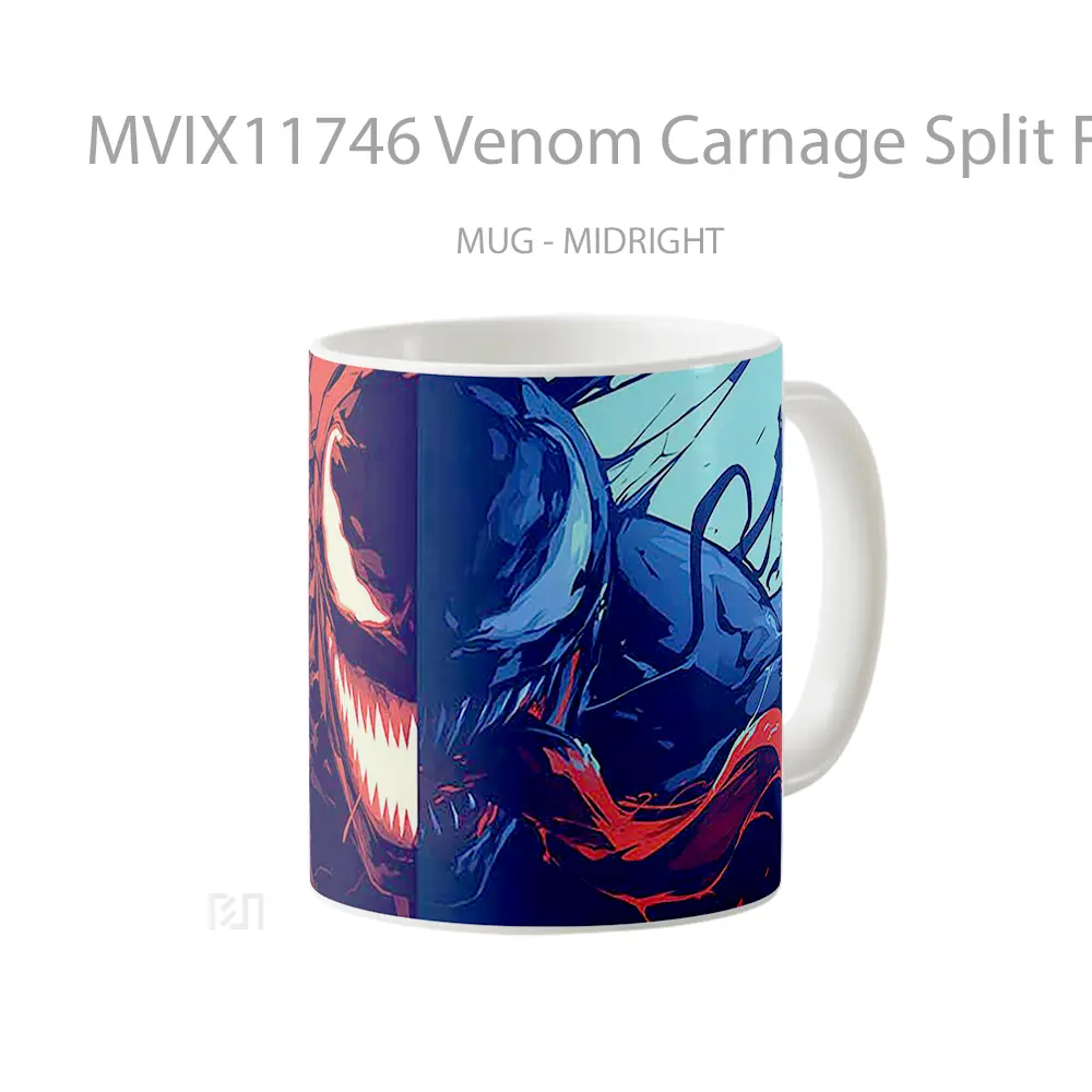 Mug Venom Carnage Split Face Hadiah Lucu dan Menarik - All-side / Desain
