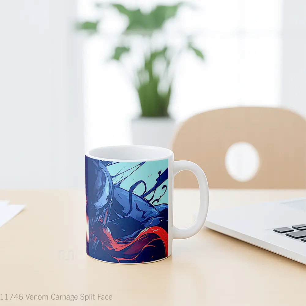 Mug Venom Carnage Split Face Hadiah Lucu dan Menarik - All-side / Desain