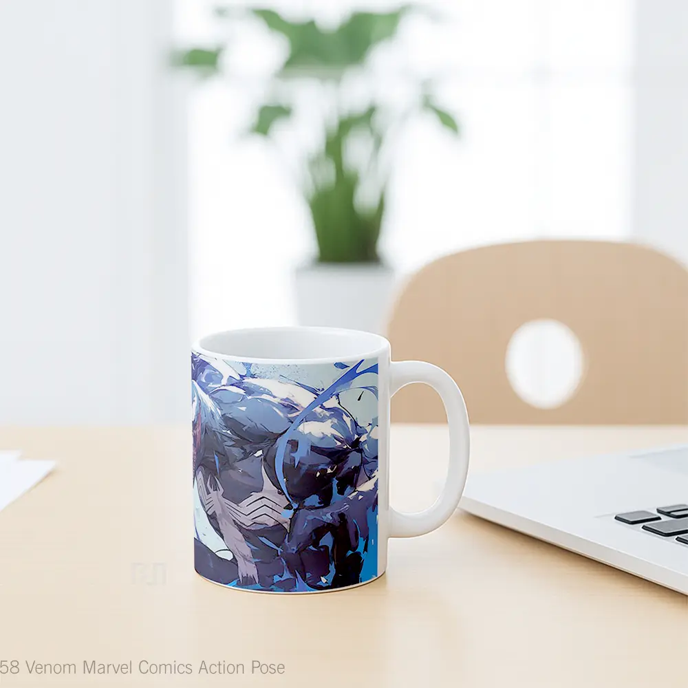 Mug Venom Marvel Comics Action Pose Gelas Keramik Koleksi Superhero - All-side / Desain