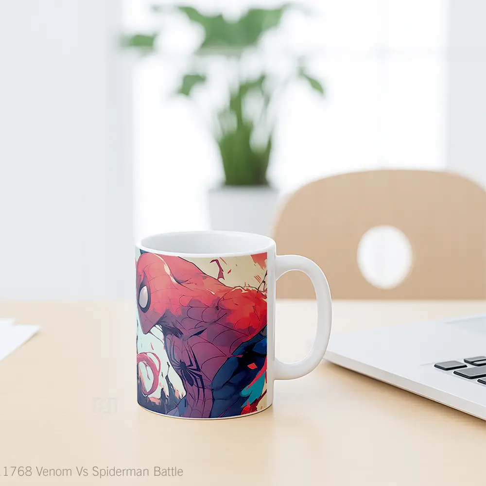 Mug Venom Vs Spiderman Battle Hadiah Spesial Fans Superhero - All-side / Desain