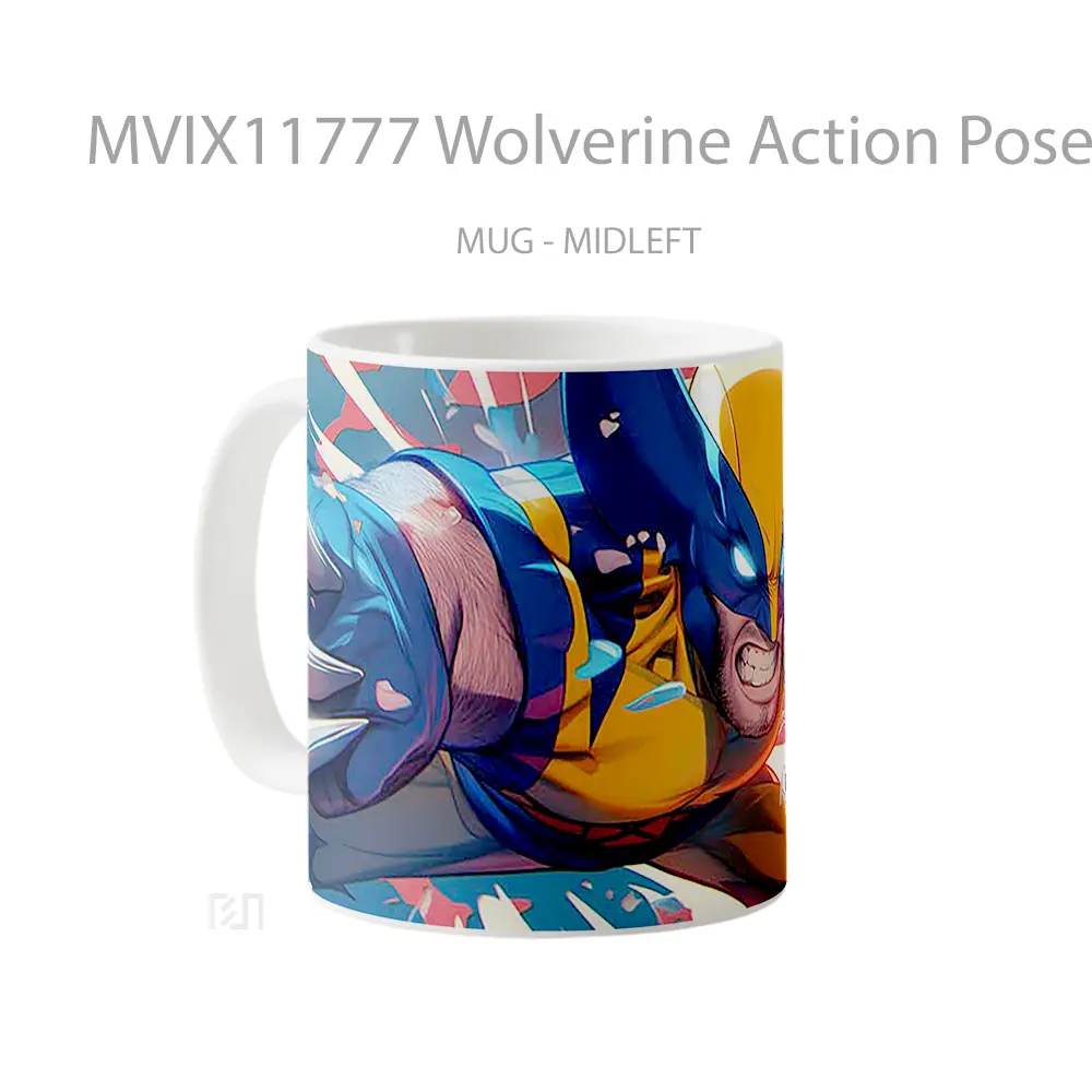 Mug Wolverine Action Pose Cool Gelas Keramik Desain Unik - All-side / Desain