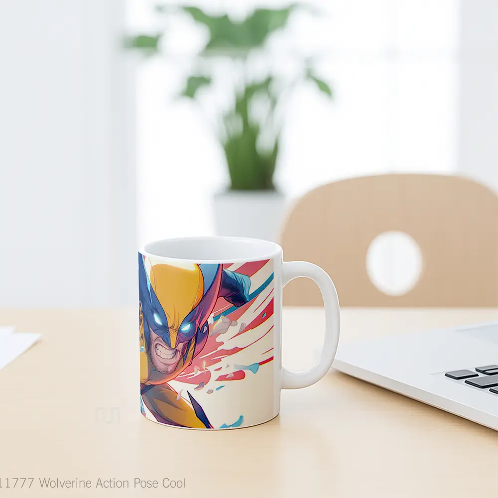Mug Wolverine Action Pose Cool Gelas Keramik Desain Unik - All-side / Desain