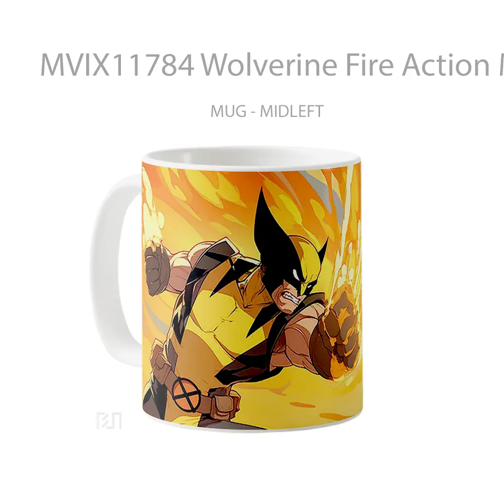 Mug Wolverine Fire Action Marvel Hadiah Spesial Fans Superhero - All-side / Desain
