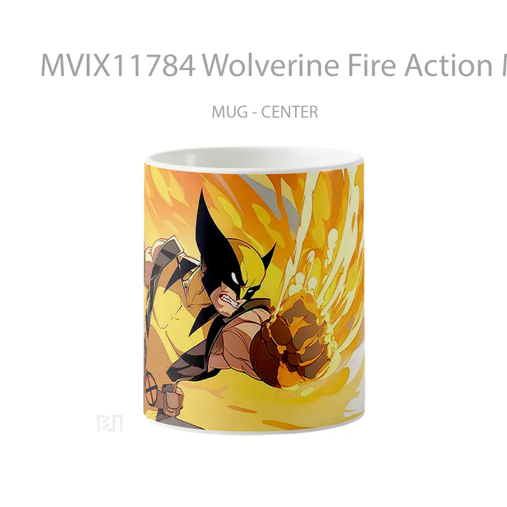 Mug Wolverine Fire Action Marvel Hadiah Spesial Fans Superhero