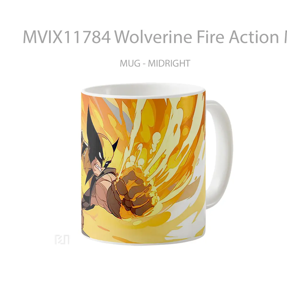 Mug Wolverine Fire Action Marvel Hadiah Spesial Fans Superhero - All-side / Desain