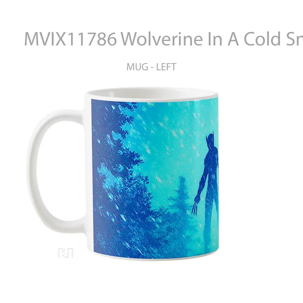Mug Wolverine In A Cold Snowy Forest Hadiah Lucu dan Menarik - All-side / Desain