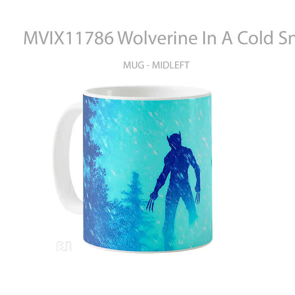 Mug Wolverine In A Cold Snowy Forest Hadiah Lucu dan Menarik - All-side / Desain