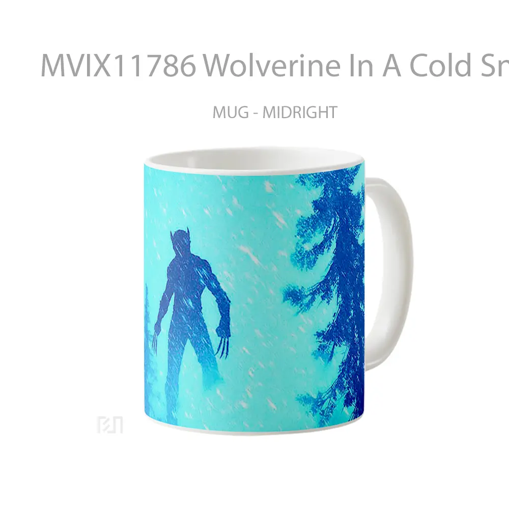 Mug Wolverine In A Cold Snowy Forest Hadiah Lucu dan Menarik - All-side / Desain
