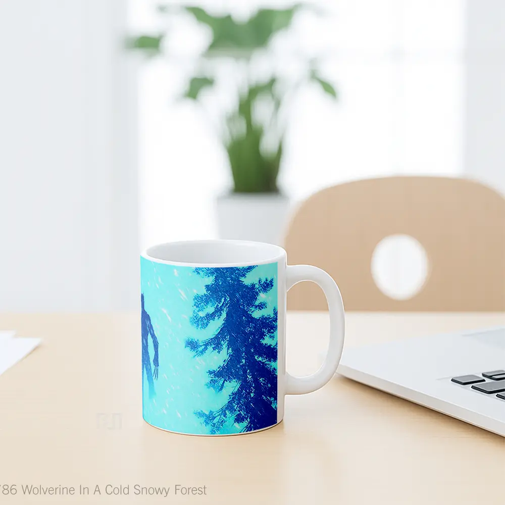Mug Wolverine In A Cold Snowy Forest Hadiah Lucu dan Menarik - All-side / Desain