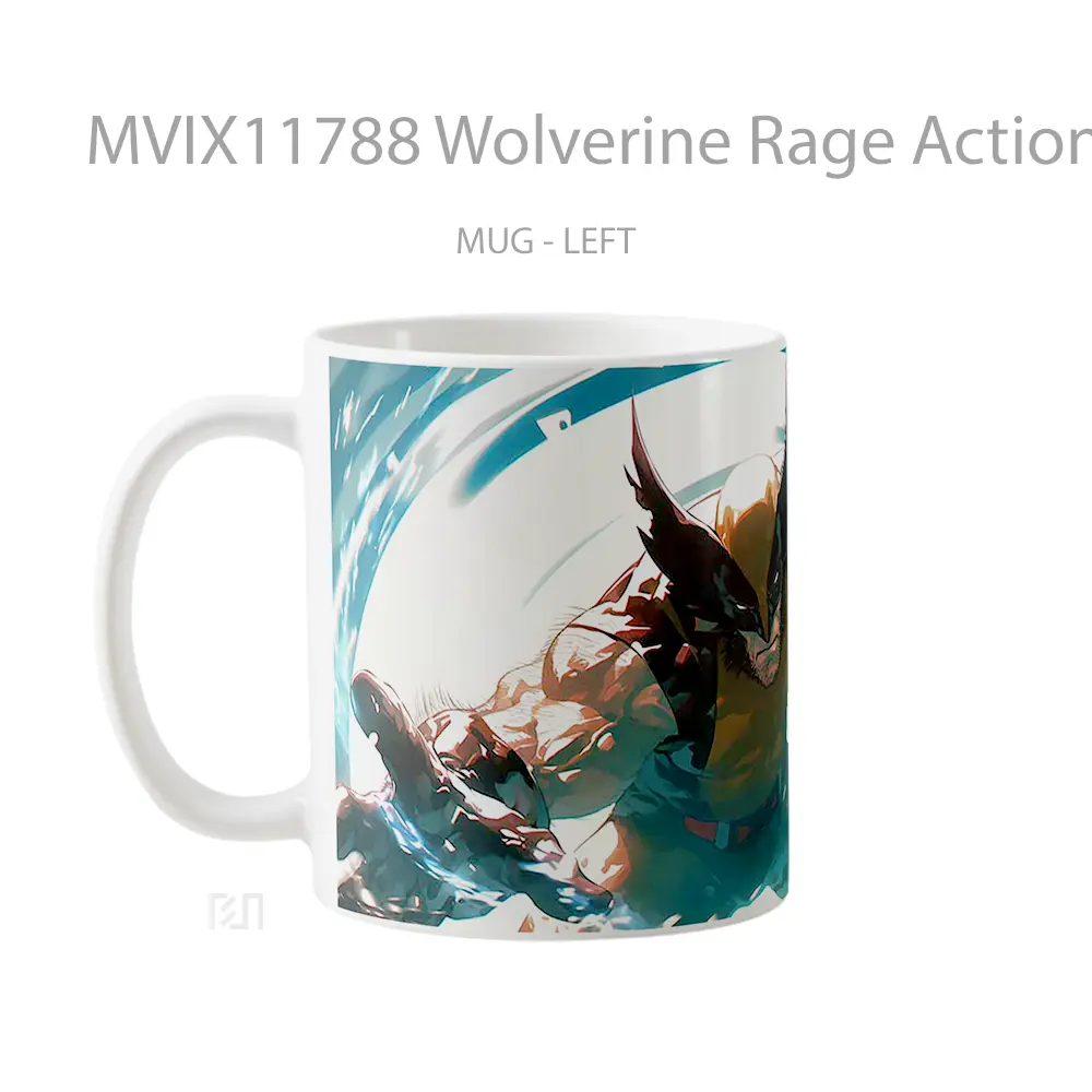 Mug Wolverine Rage Action Pose Gelas Keramik Desain Unik - All-side / Desain