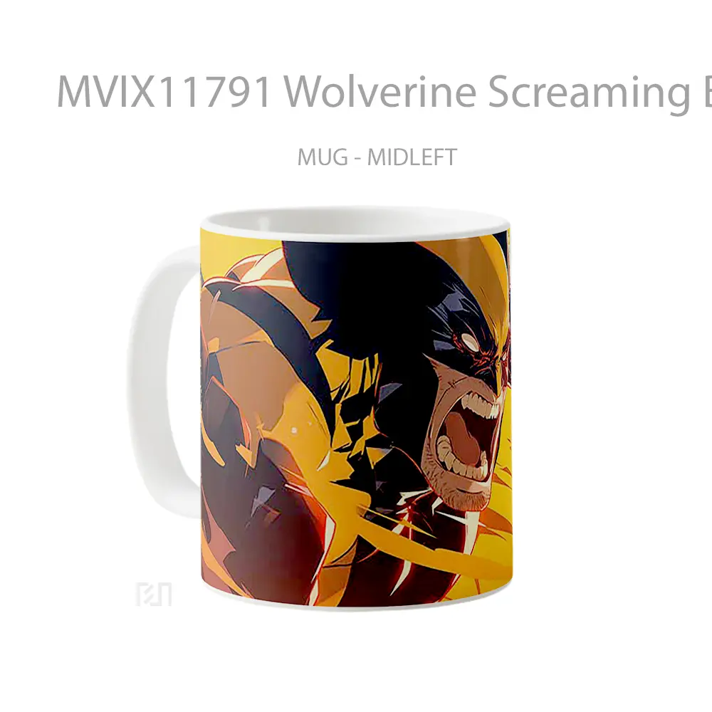 Mug Wolverine Screaming Battle Pose Laptop Hadiah Lucu dan Menarik - All-side / Desain