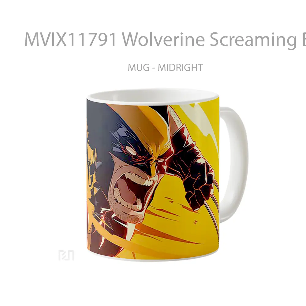 Mug Wolverine Screaming Battle Pose Laptop Hadiah Lucu dan Menarik - All-side / Desain