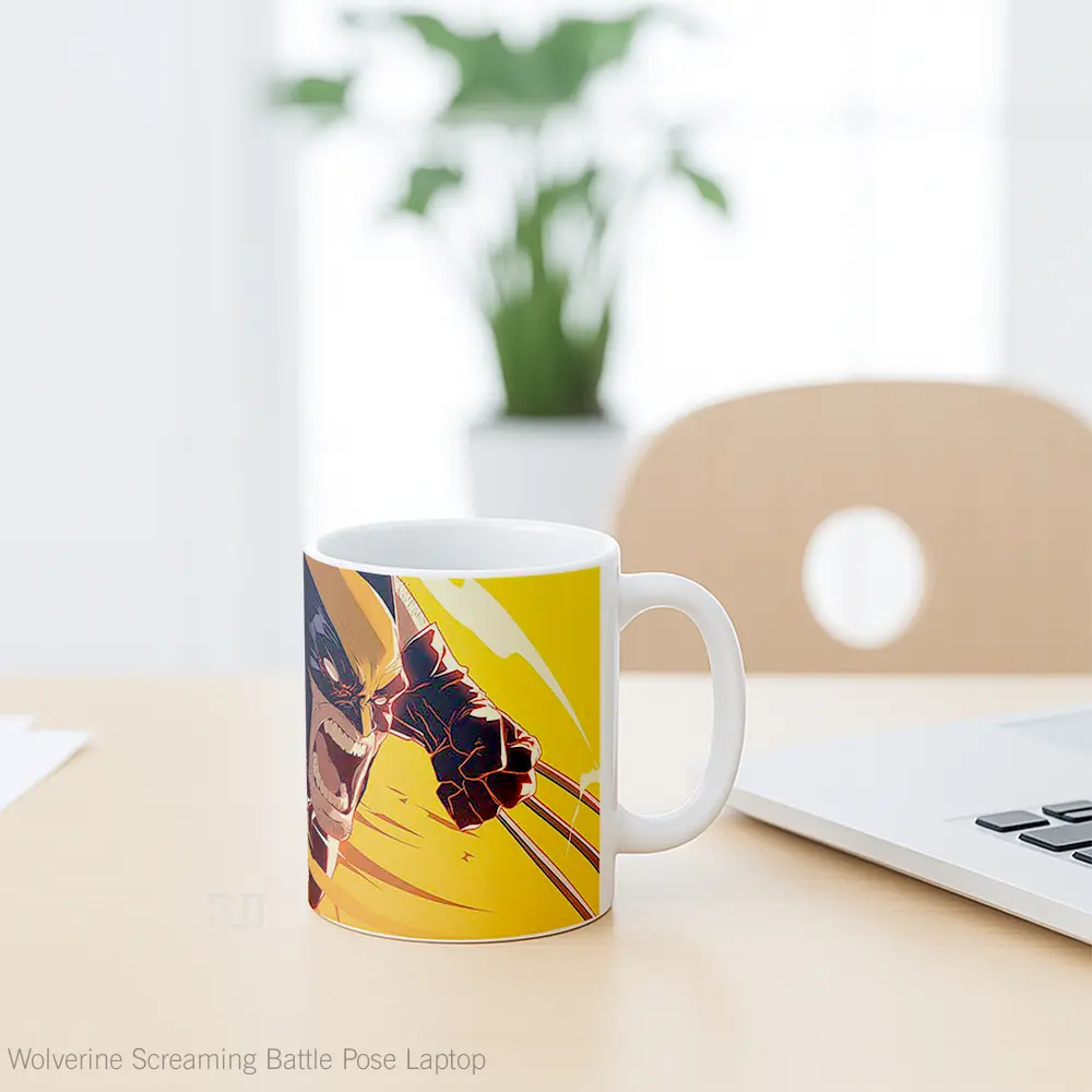 Mug Wolverine Screaming Battle Pose Laptop Hadiah Lucu dan Menarik - All-side / Desain