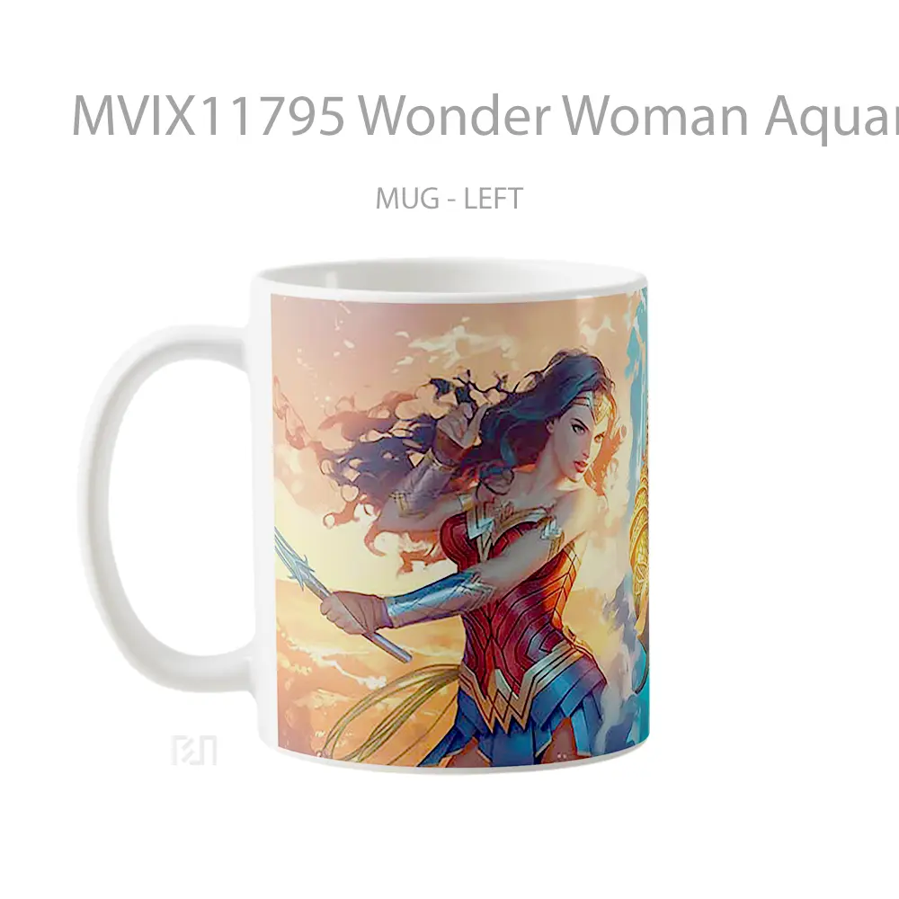 Mug Wonder Woman Aquaman Battle Scene Gelas Keramik Desain Unik - All-side / Desain