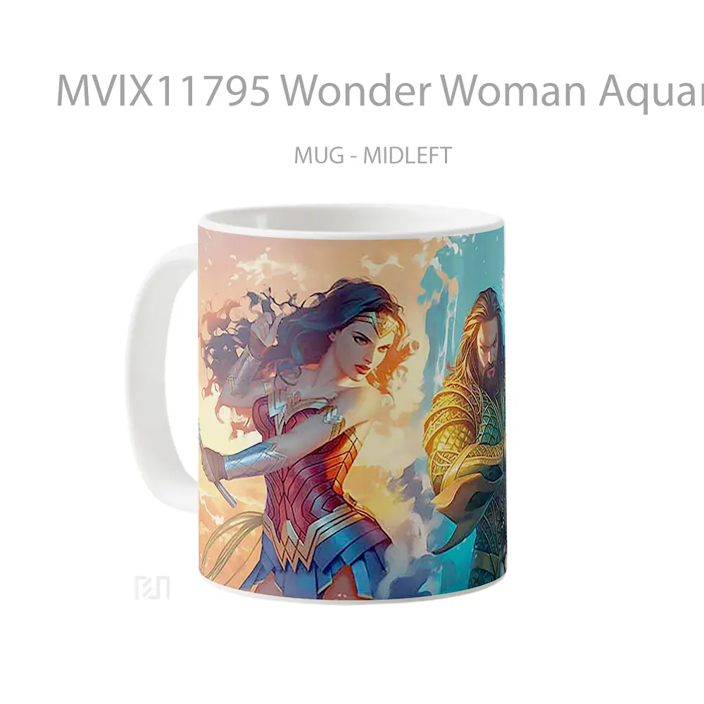 Mug Wonder Woman Aquaman Battle Scene Gelas Keramik Desain Unik - All-side / Desain