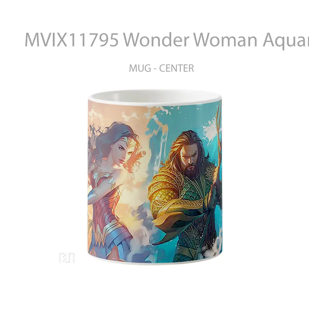 Mug Wonder Woman Aquaman Battle Scene Gelas Keramik Desain Unik