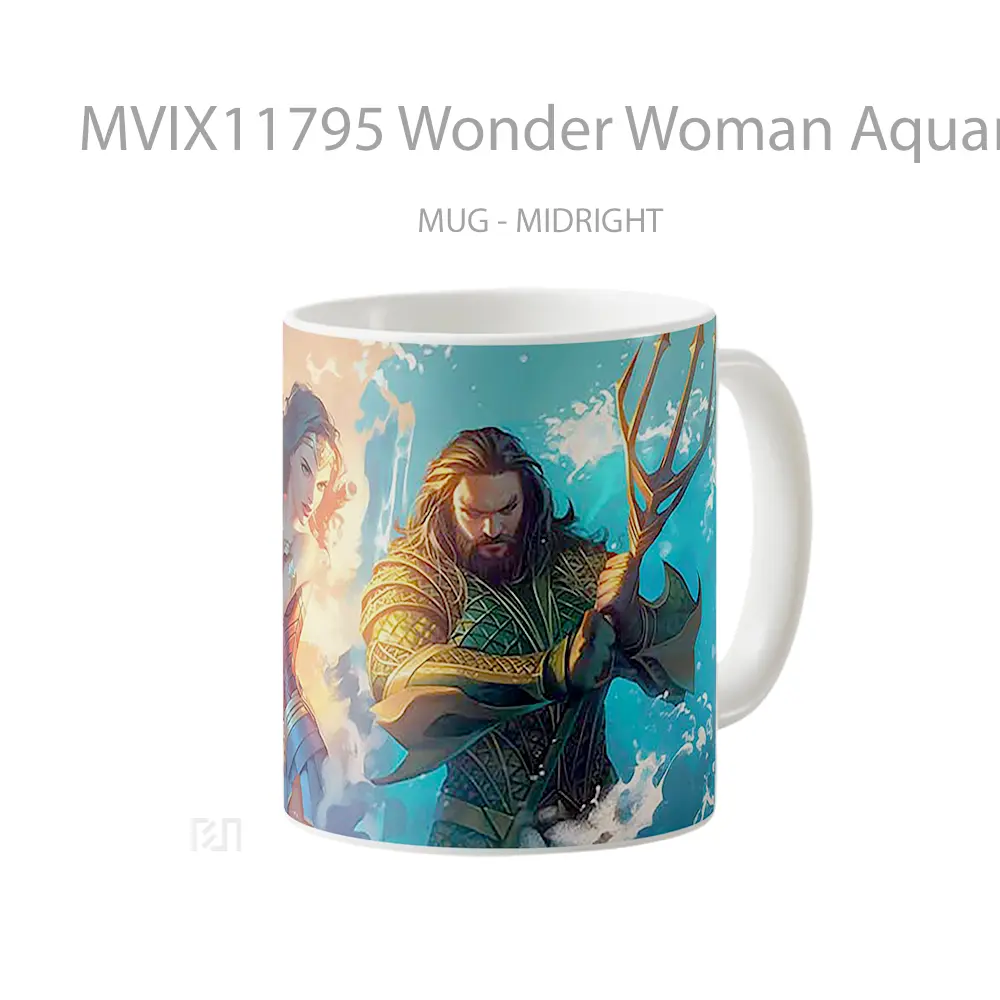 Mug Wonder Woman Aquaman Battle Scene Gelas Keramik Desain Unik - All-side / Desain