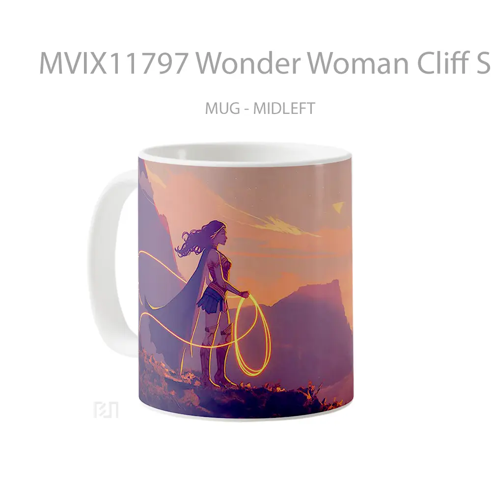 Mug Wonder Woman Cliff Sunset Themyscira Hadiah Lucu dan Menarik - All-side / Desain