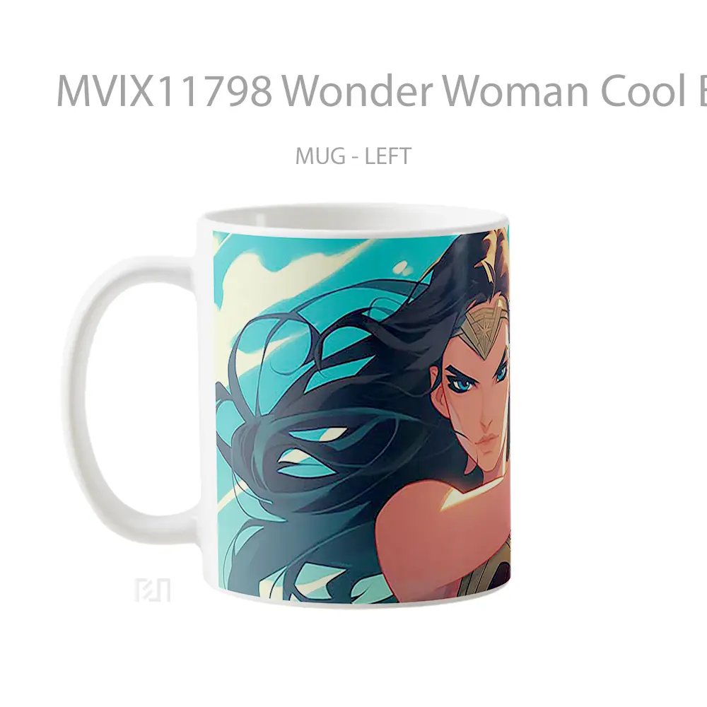 Mug Wonder Woman Cool Background Gelas Keramik Desain Unik - All-side / Desain