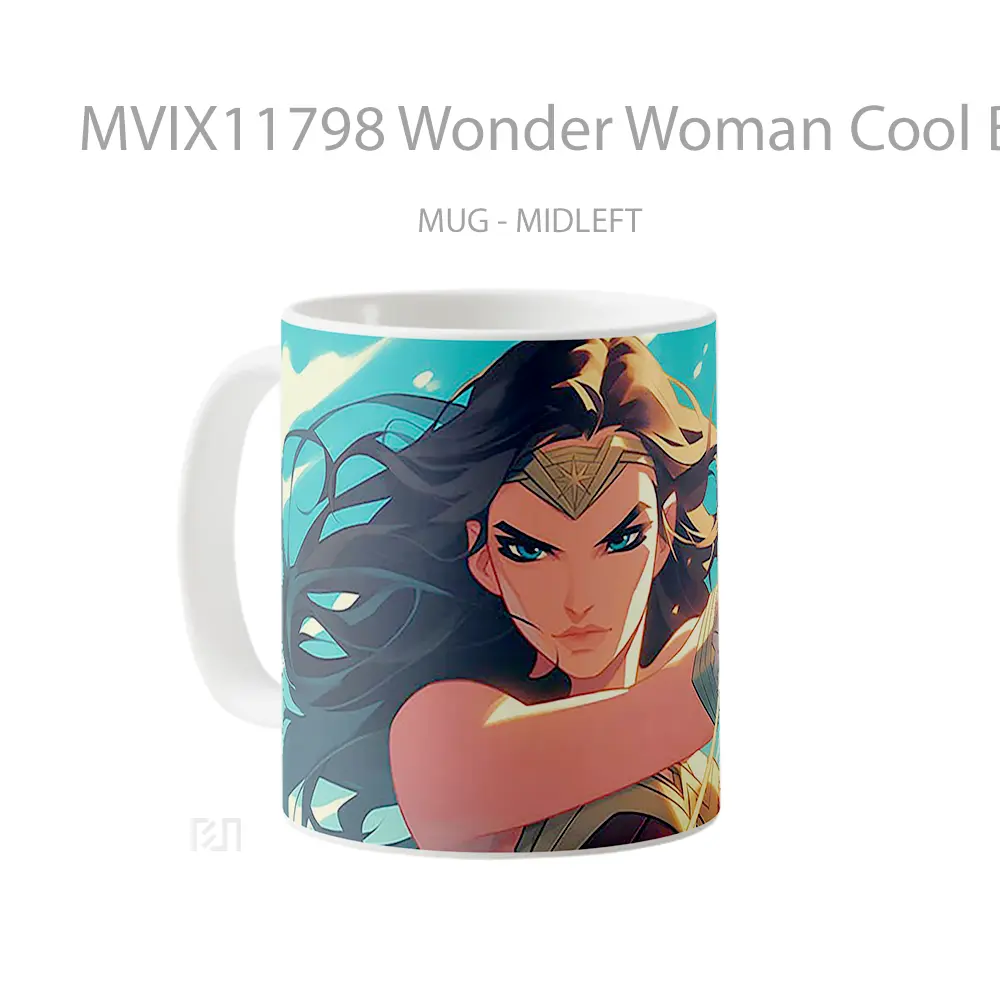 Mug Wonder Woman Cool Background Gelas Keramik Desain Unik - All-side / Desain