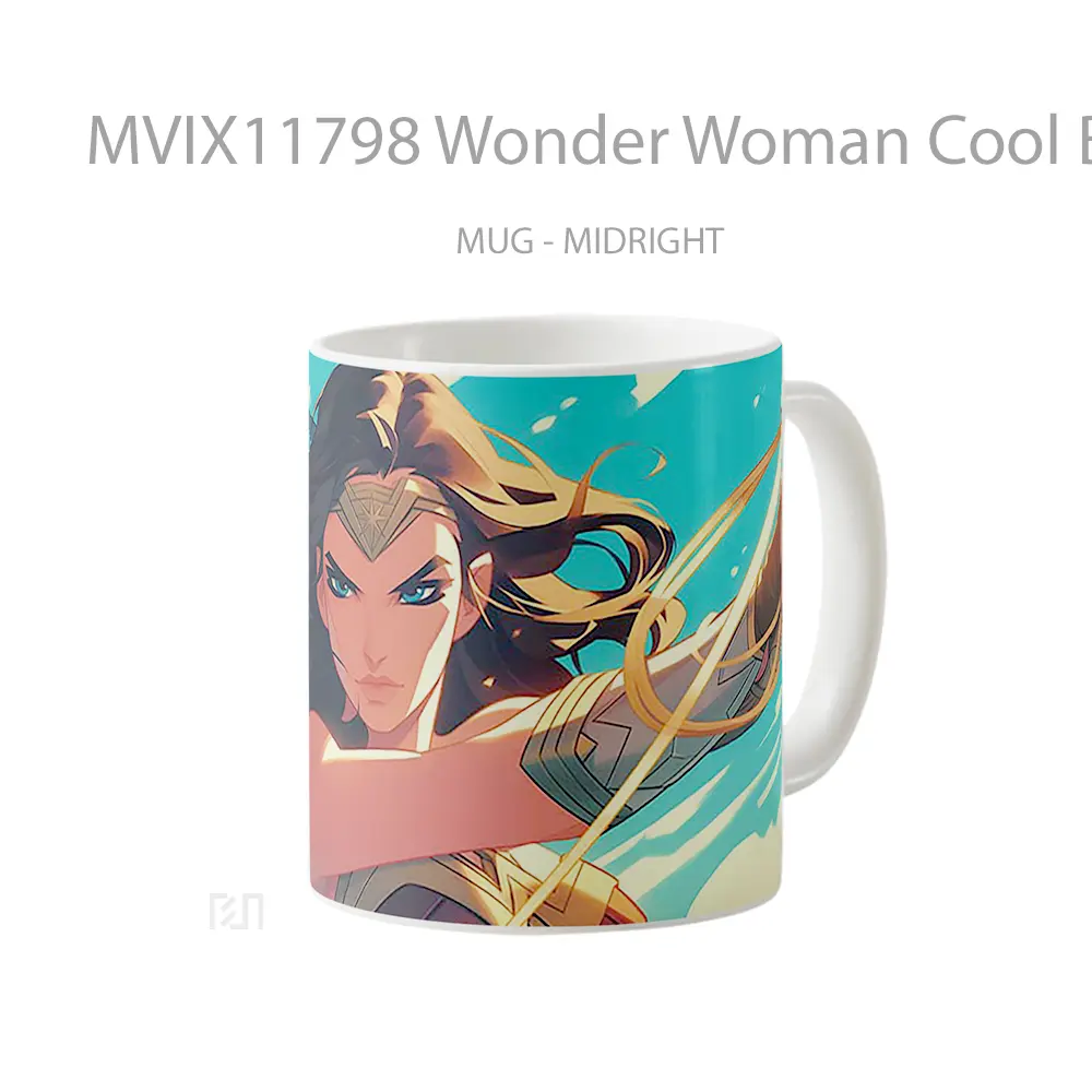 Mug Wonder Woman Cool Background Gelas Keramik Desain Unik - All-side / Desain