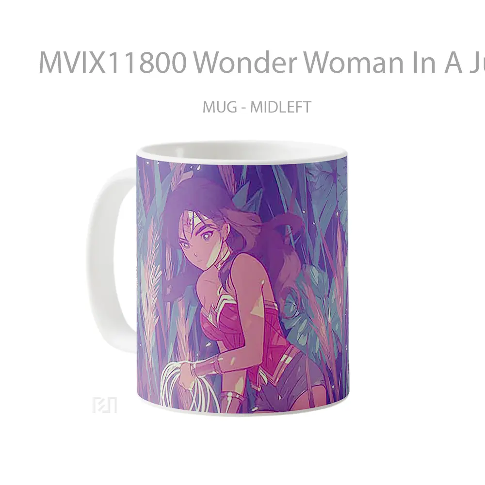 Mug Wonder Woman In A Jungle With Her Lasso Koleksi Mug Limited Edition - All-side / Desain