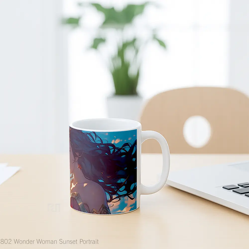 Mug Wonder Woman Sunset Portrait Gelas Keramik Desain Unik - All-side / Desain