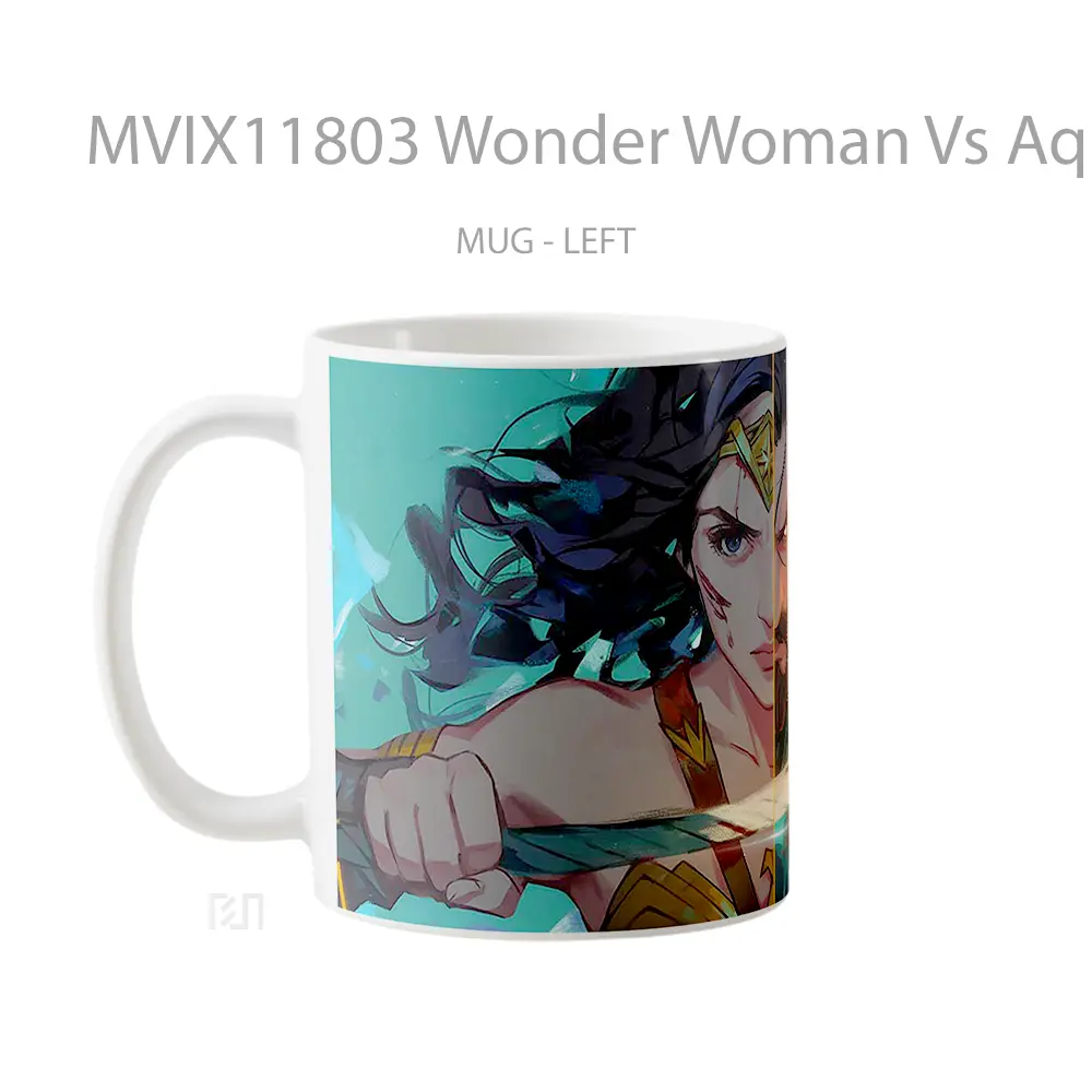 Mug Wonder Woman Vs Aquaman Battle Gelas Keramik Desain Unik - All-side / Desain