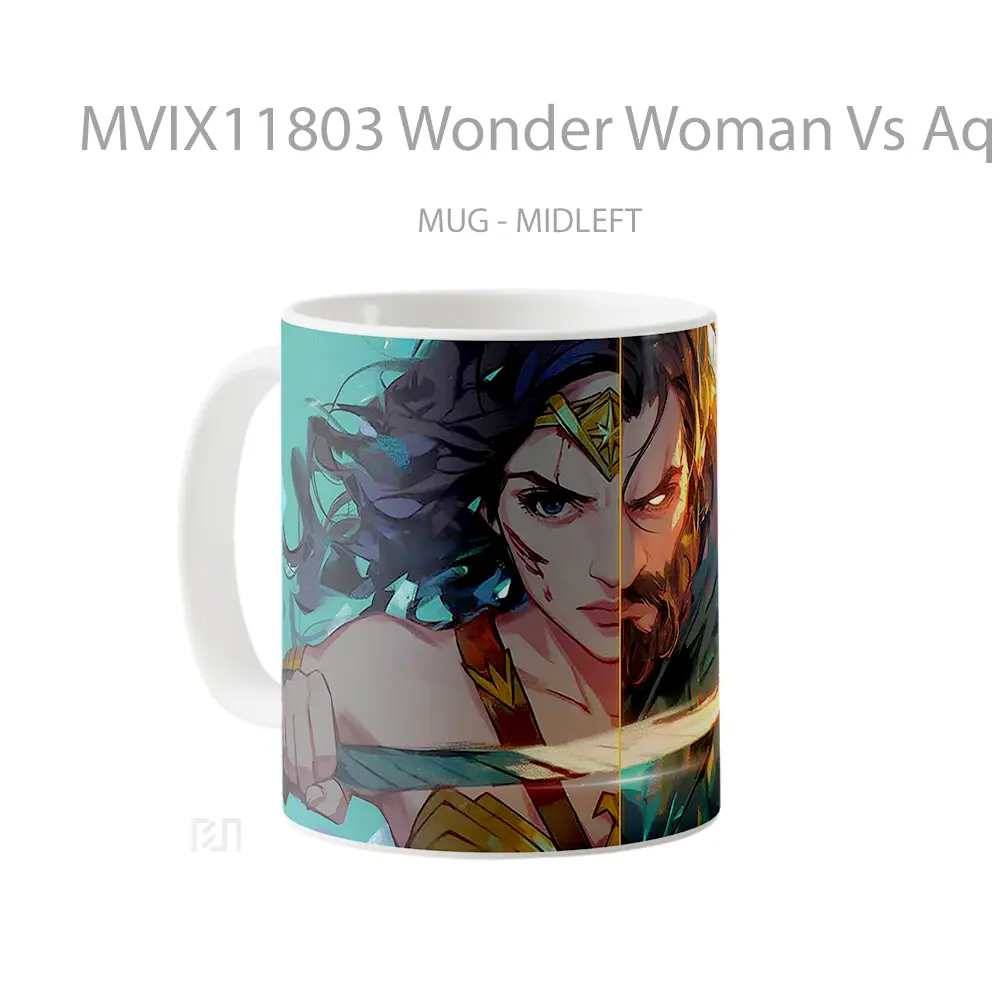 Mug Wonder Woman Vs Aquaman Battle Gelas Keramik Desain Unik - All-side / Desain