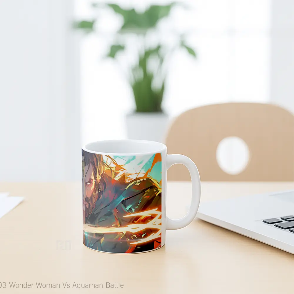 Mug Wonder Woman Vs Aquaman Battle Gelas Keramik Desain Unik - All-side / Desain