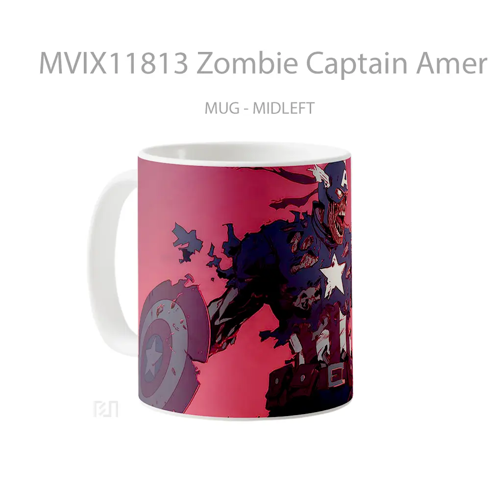 Mug Zombie Captain America Marvel Koleksi Mug Film dan Komik - All-side / Desain