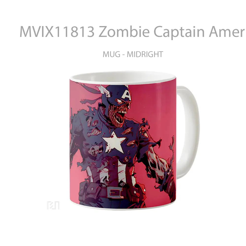Mug Zombie Captain America Marvel Koleksi Mug Film dan Komik - All-side / Desain