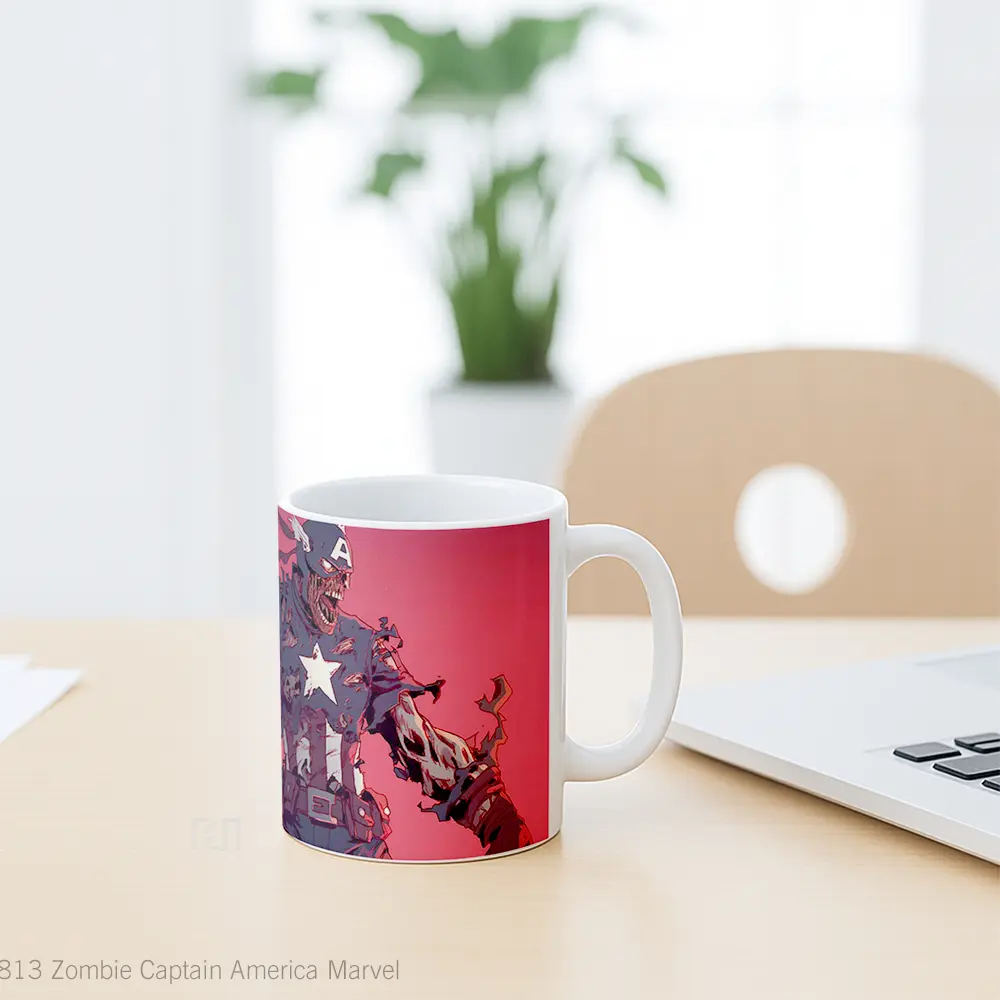 Mug Zombie Captain America Marvel Koleksi Mug Film dan Komik - All-side / Desain