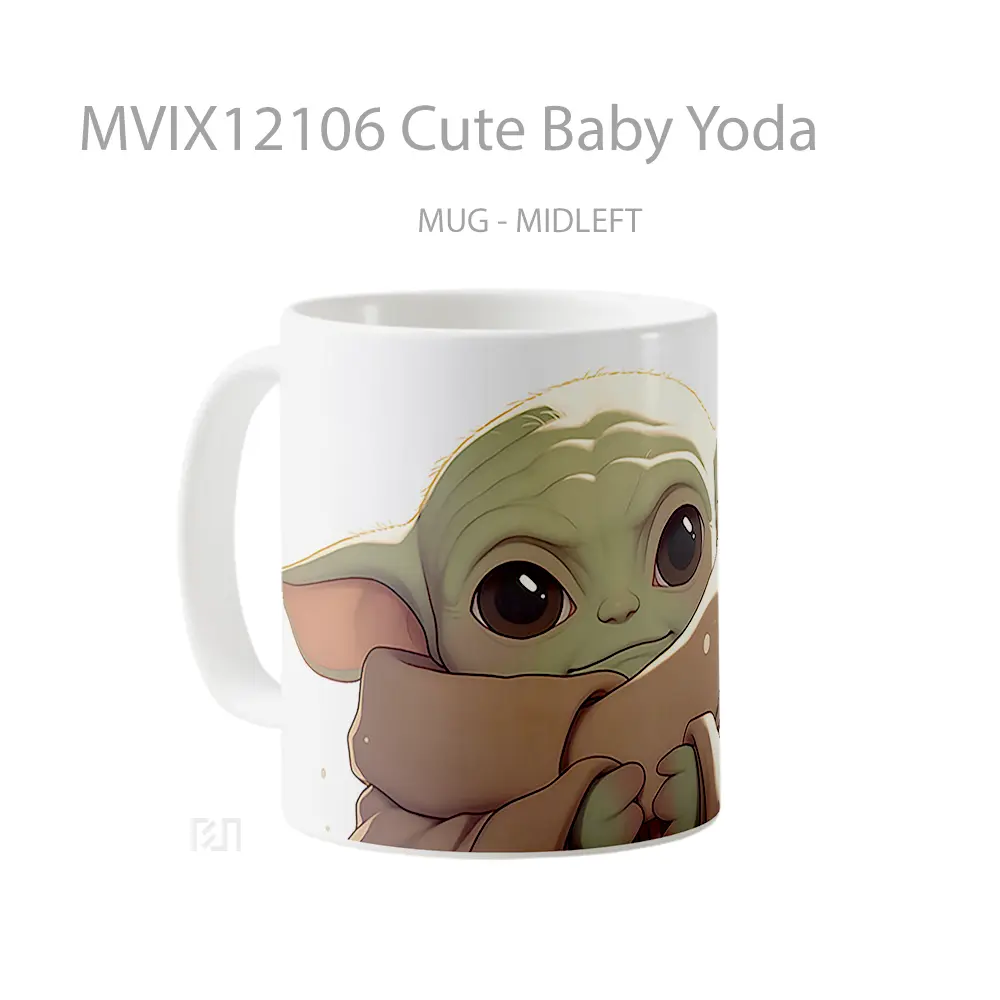 Mug Cute Baby Yoda Gelas Keramik Desain Unik - All-side / Desain