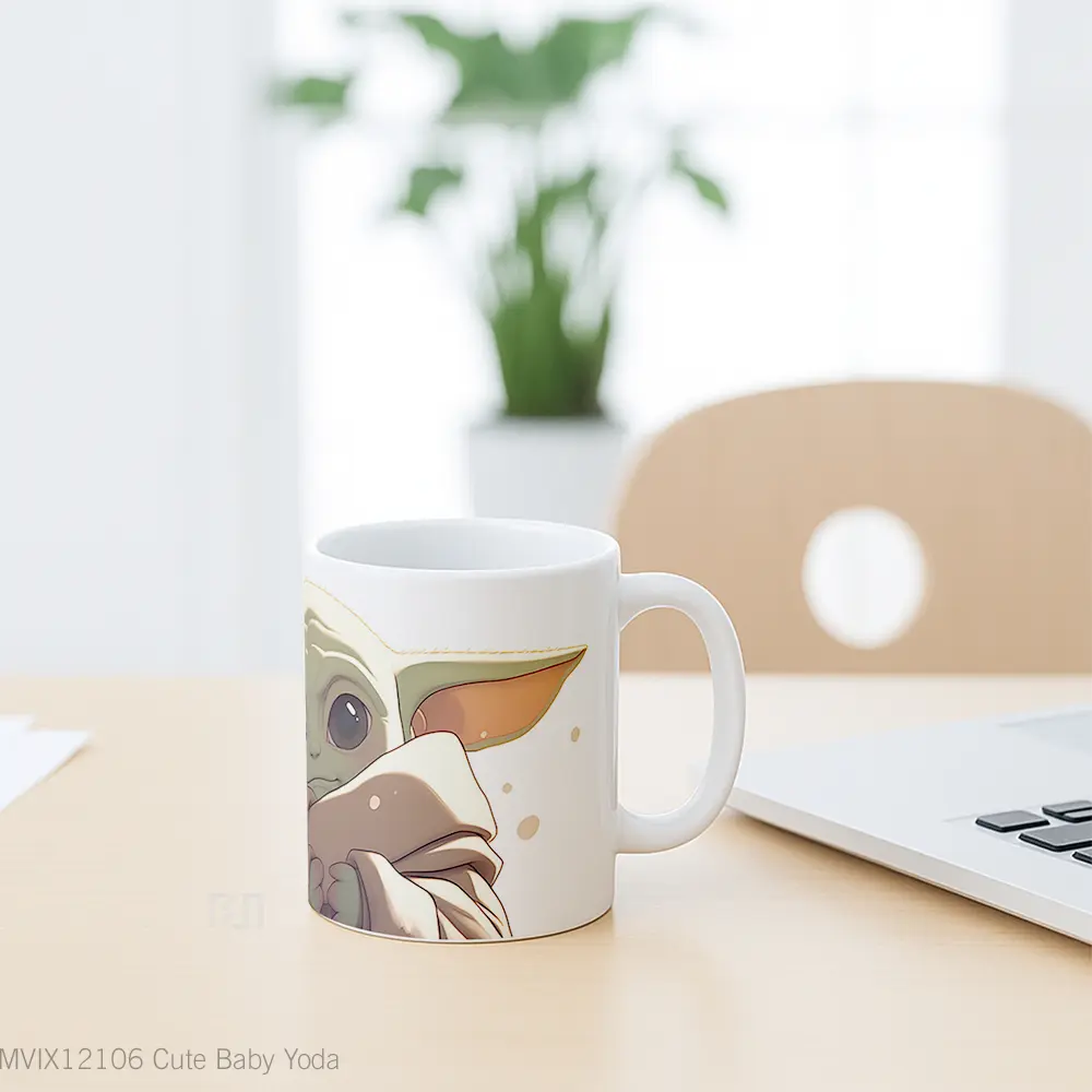 Mug Cute Baby Yoda Gelas Keramik Desain Unik - All-side / Desain