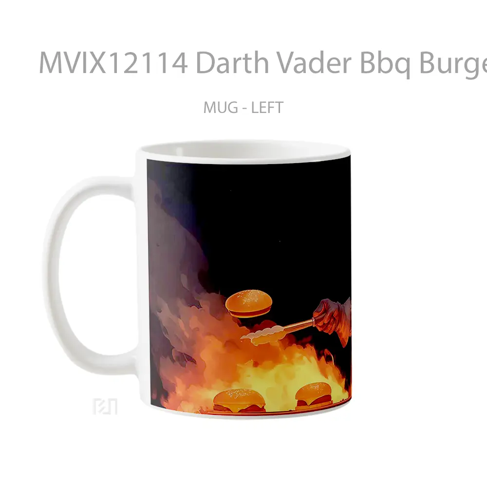 Mug Darth Vader Bbq Burgers Grilling Flames Hadiah Lucu dan Menarik - All-side / Desain