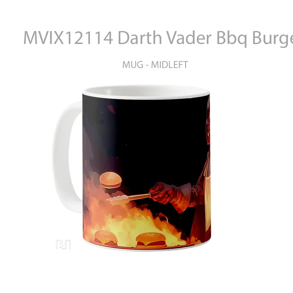 Mug Darth Vader Bbq Burgers Grilling Flames Hadiah Lucu dan Menarik - All-side / Desain