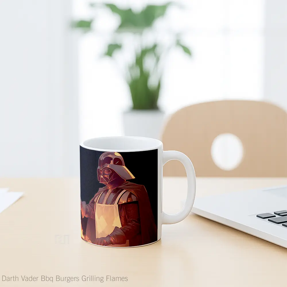 Mug Darth Vader Bbq Burgers Grilling Flames Hadiah Lucu dan Menarik - All-side / Desain