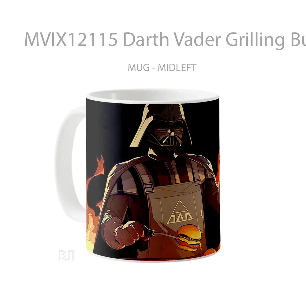 Mug Darth Vader Grilling Burger Party Gelas Keramik Desain Unik - All-side / Desain