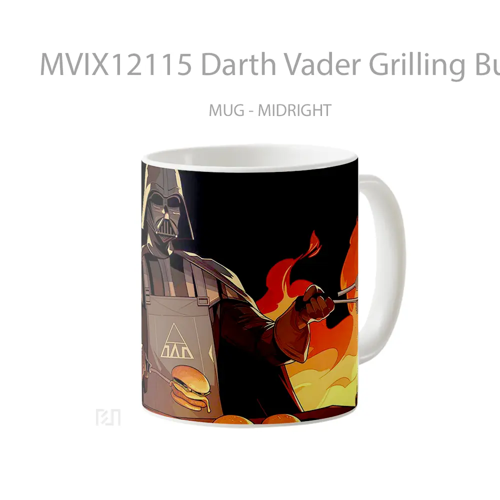 Mug Darth Vader Grilling Burger Party Gelas Keramik Desain Unik - All-side / Desain