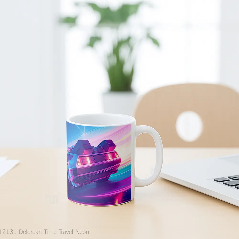 Mug Delorean Time Travel Neon Koleksi Mug Limited Edition - All-side / Desain