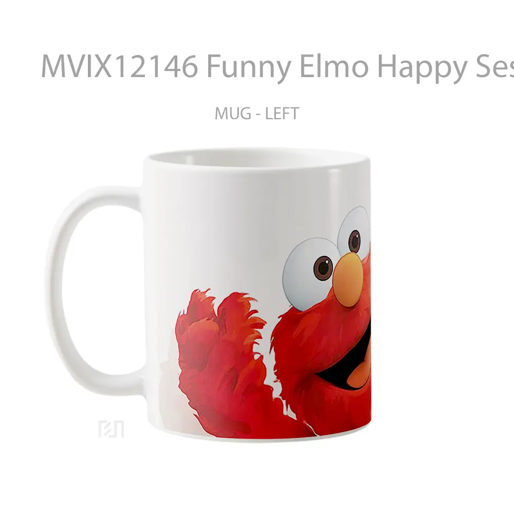Mug Funny Elmo Happy Sesame Street Hadiah Lucu dan Menarik - All-side / Desain