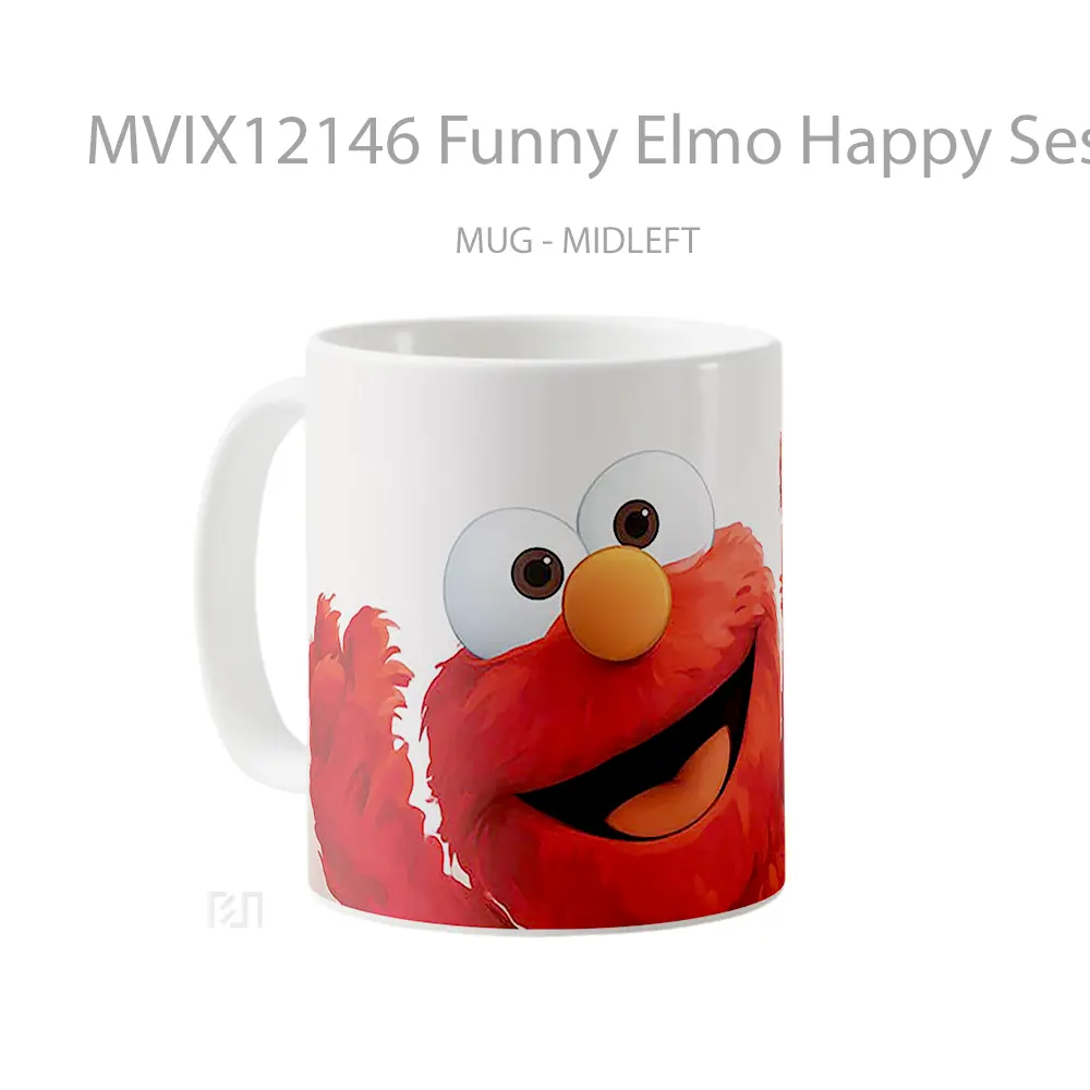 Mug Funny Elmo Happy Sesame Street Hadiah Lucu dan Menarik - All-side / Desain