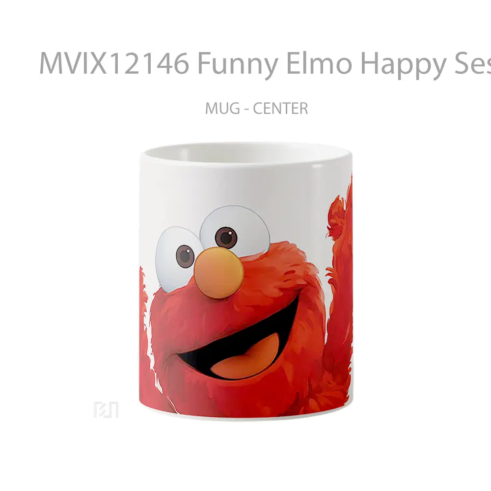 Mug Funny Elmo Happy Sesame Street Hadiah Lucu dan Menarik